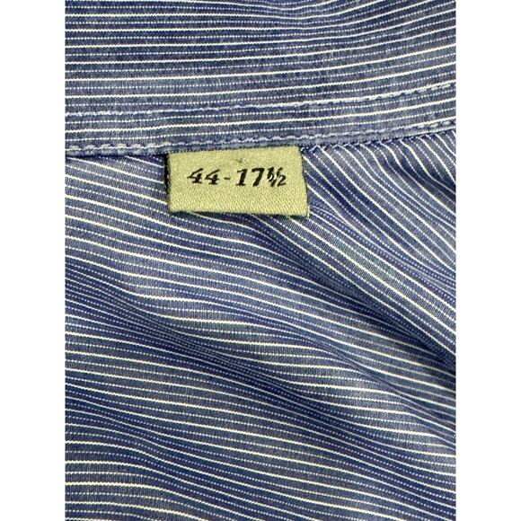Canali 1934 Mens Blue Striped Dress Shirt Size 44 17.5 Made In Italy - Picture 3 of 5